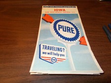 1963 Pure Oil Iowa Vintage Road Map