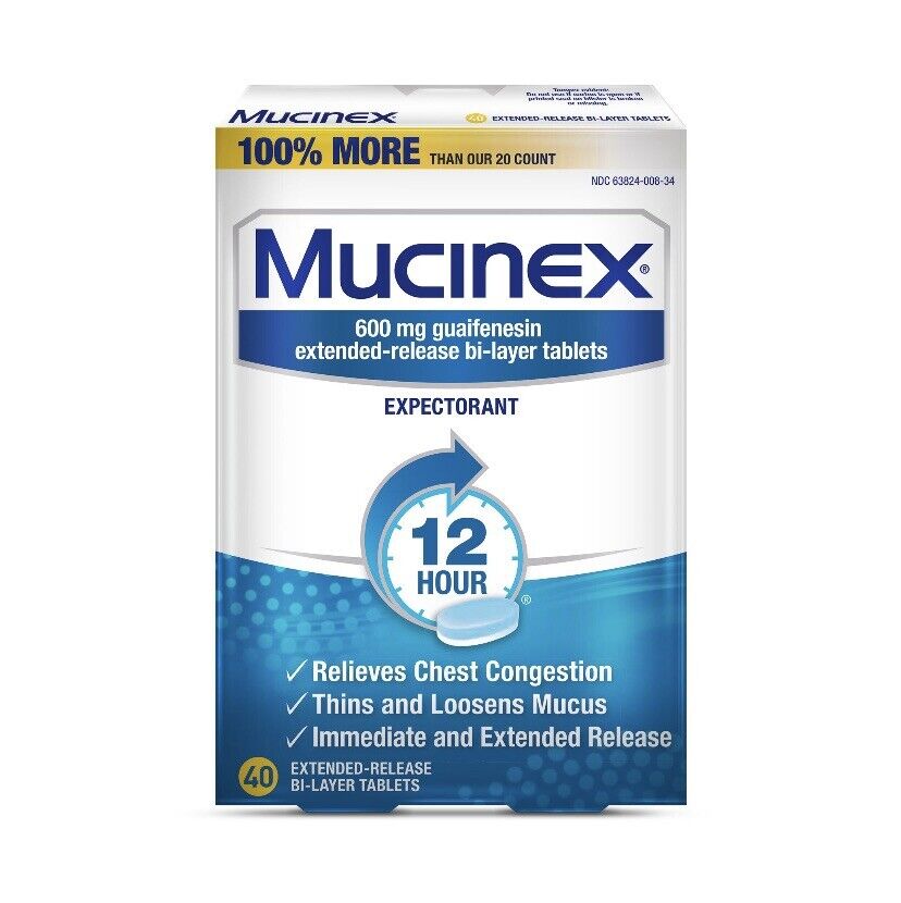 Mucinex 600mg Guaifenesin Expectorant - 40 Tablets - New - Fast