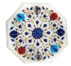 12" White Marble Table Top Inlay Work Home And Garden Decor