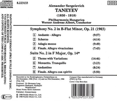 A. S. Taneyev: Symphony No. 2 Suite No. 2 (CD) New Sealed Ships
