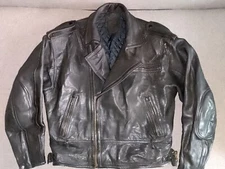 POLO Motorrad German 80s Motorcycle Biker Rocker Rider Black Leather Jacket, XL