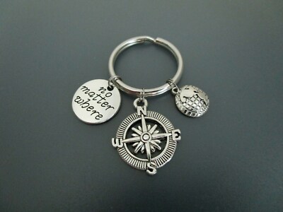 No Matter Where Compass Keychain / Long Distance Key Ring 