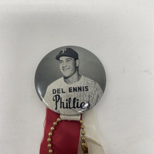 1950 Baseball Del Ennis Philadelphia Phillies World Series Souvenir Pin Button - Picture 2 of 6