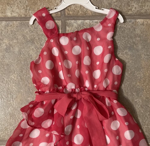 George Girl’s Size 8 Bright Pink & White Polka Dot Sleeveless Lined Sundress - Picture 8 of 8