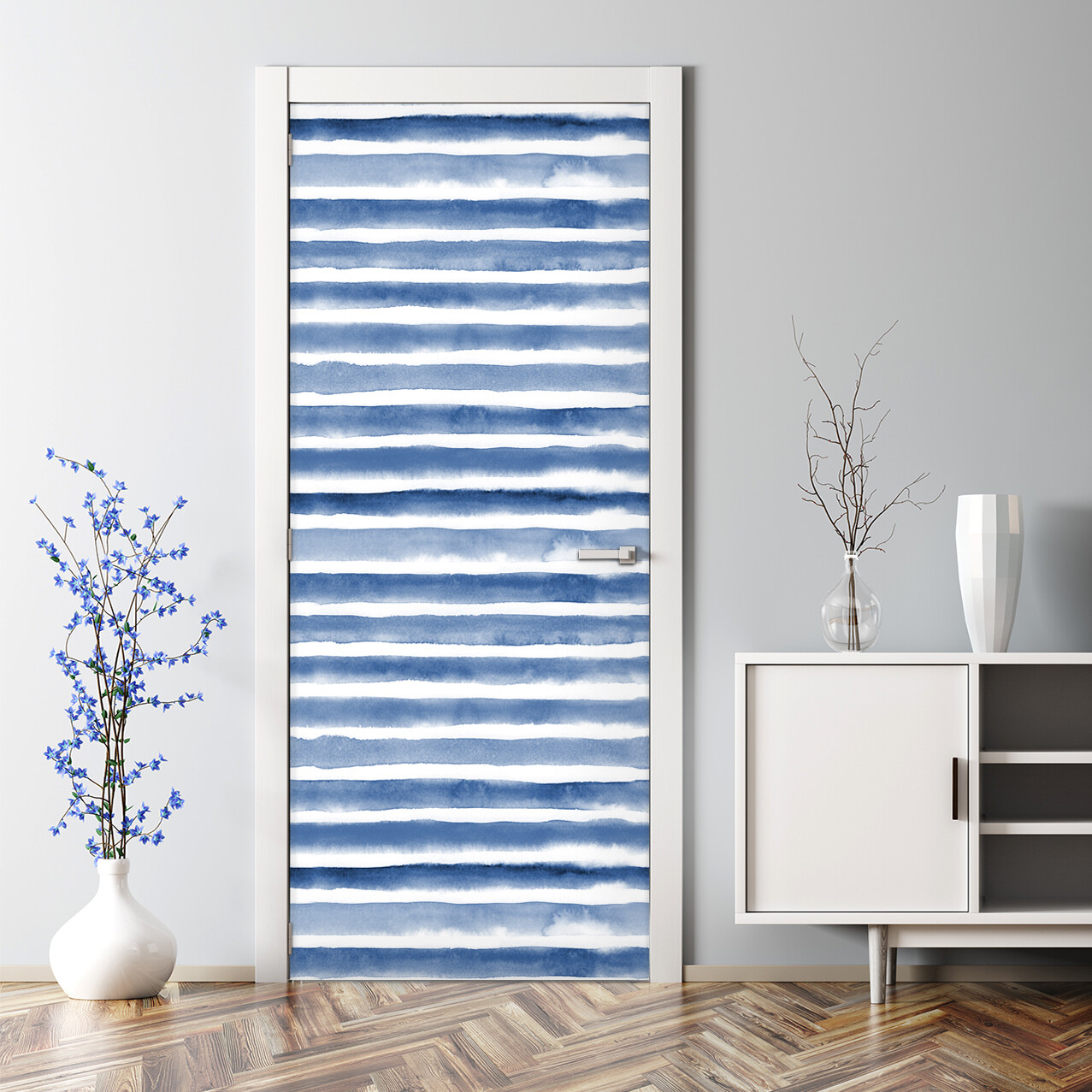 Scandinavian Watercolor Stain Decor Bubble-Free Door Decal  