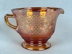 Vintage Normandie Bouquet & Lattice Marigold Carnival Glass Creamer 3" Tall
