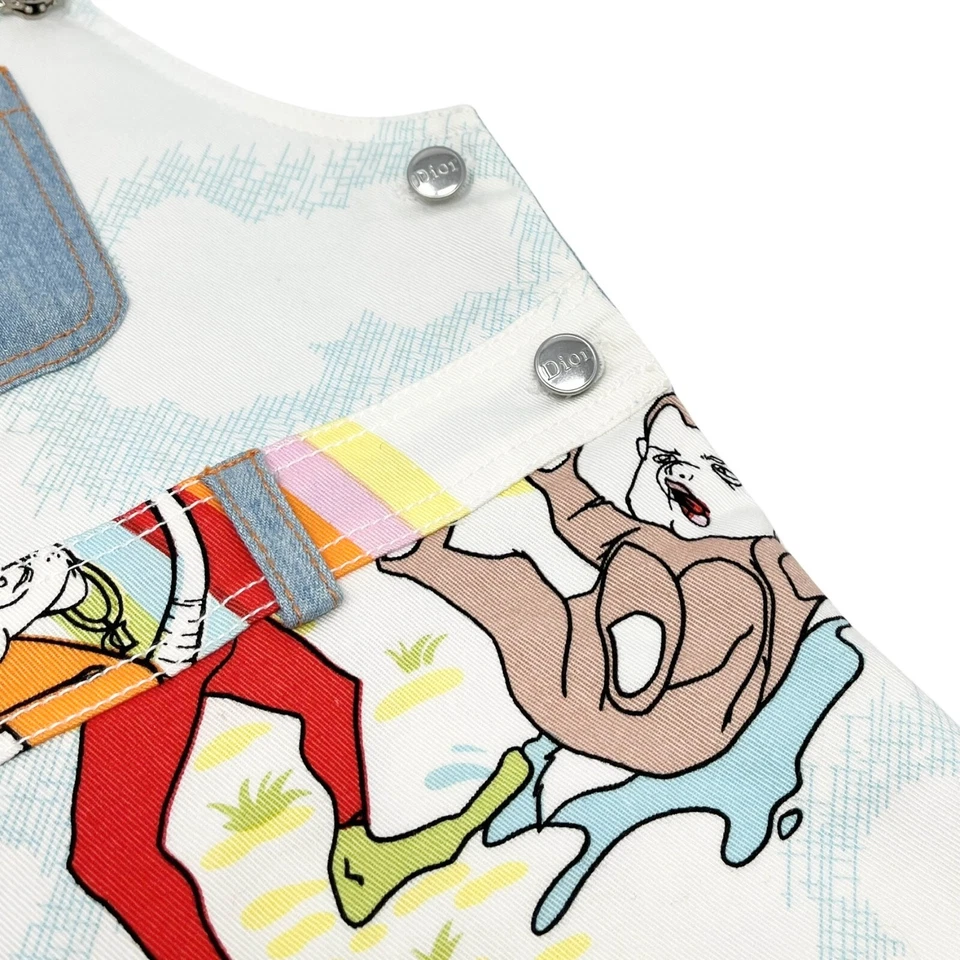 Mamelucos vaqueros Christian Dior vintage dibujos animados #8A mono falda algodón azul Foto 4 de 4