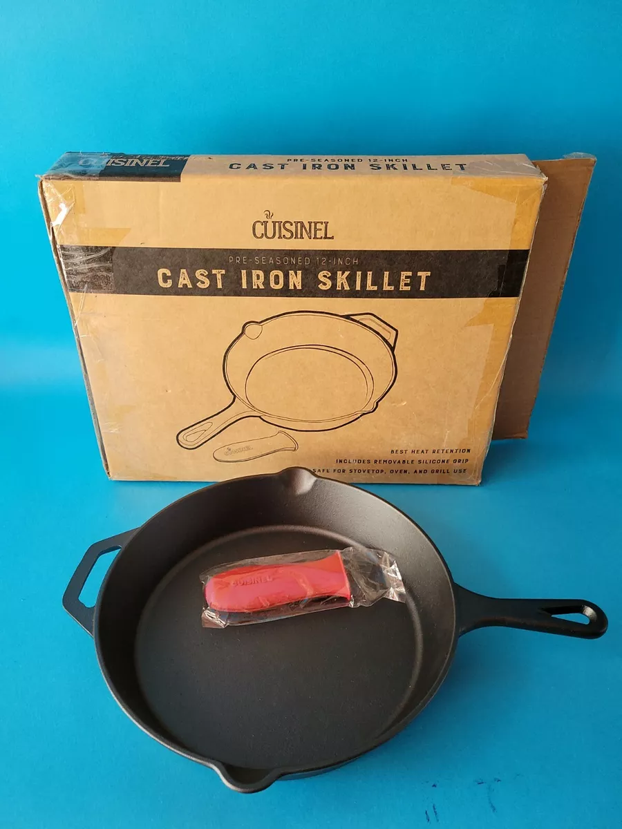 Pre-Seasoned 12 inch Cast Iron Skillet Cooking Pan with Silicone Grip.  NEW!!