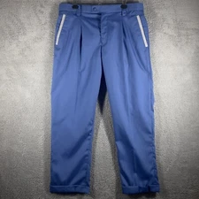 SilverSilk Pants Men's 38x30 Pleated Waist Grip Ink Blue Slacks Trousers READ