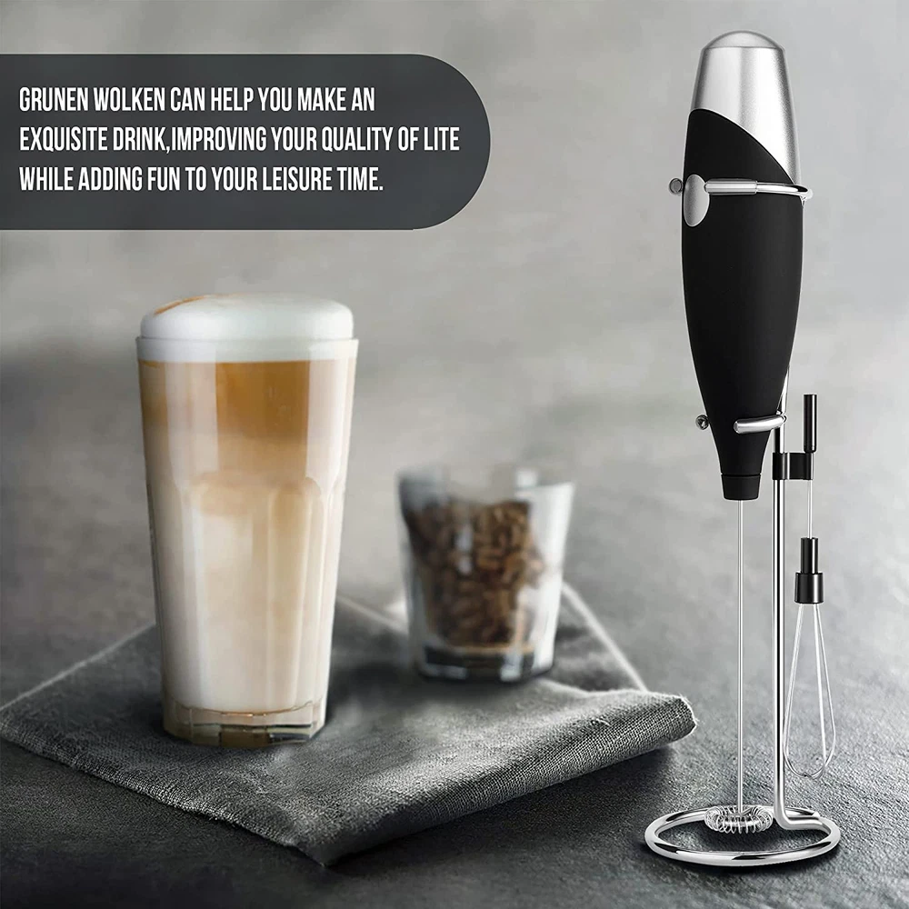 Milk Frother Handheld Get Froth in 7 Seconds High Powered Low Noise with Support