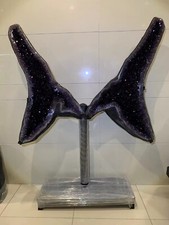620.4LB TOP Natural Amethyst geode quartz crystal Butterfly Decoration+stand