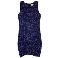 Milly Knit Jaquard Bodycon Dress Purple Stretch Viscose Sleeveless Womens S