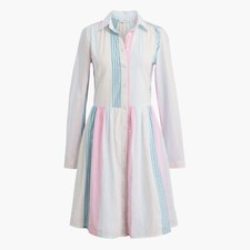 J Crew BF857 NWT Size 4 Collared Multi-Color Stripe Mini Shirtdress
