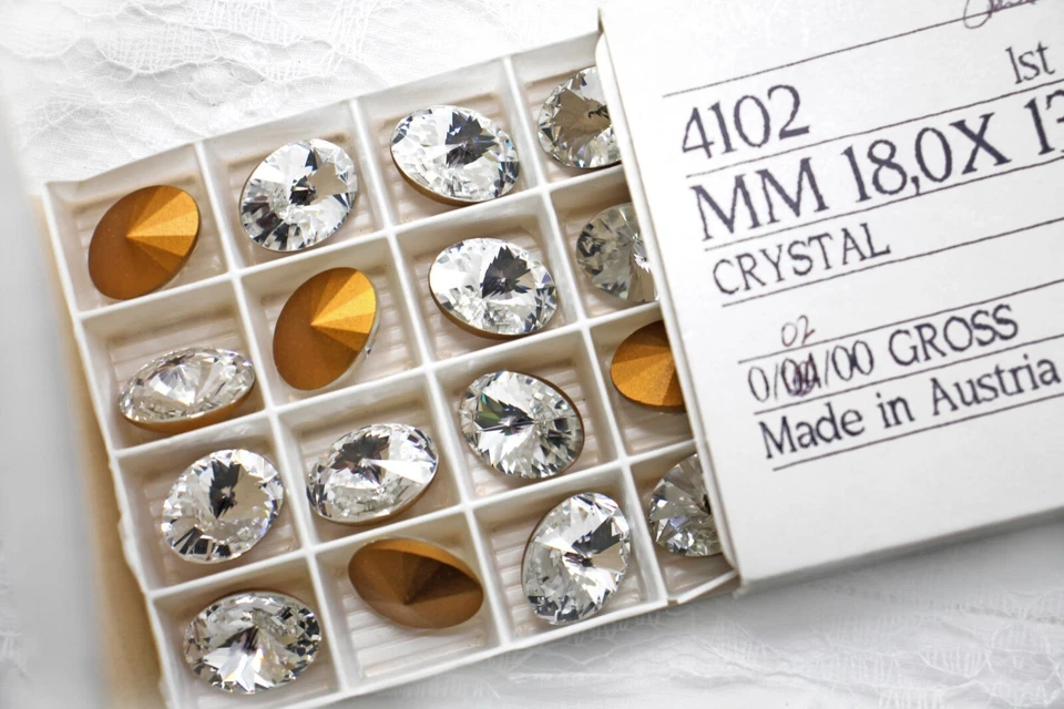 4 pedrería vintage SWAROVSKI, 18x13 mm rivoli ovalado, artículo #4102 Foto 2 de 4