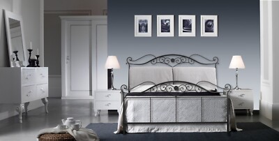 Letto matrimoniale in Ferro Battuto con Box Contenitore e rete a