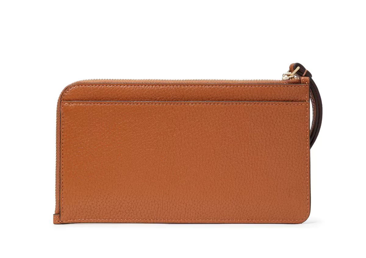 New Kate Spade Lucy Pebbled Leather Medium L-zip Wristlet Warm