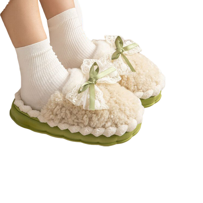 SAOLA Pantofole donna invernali fiocco peluche casa EVA suola antiscivolo interno pavimento scarpe