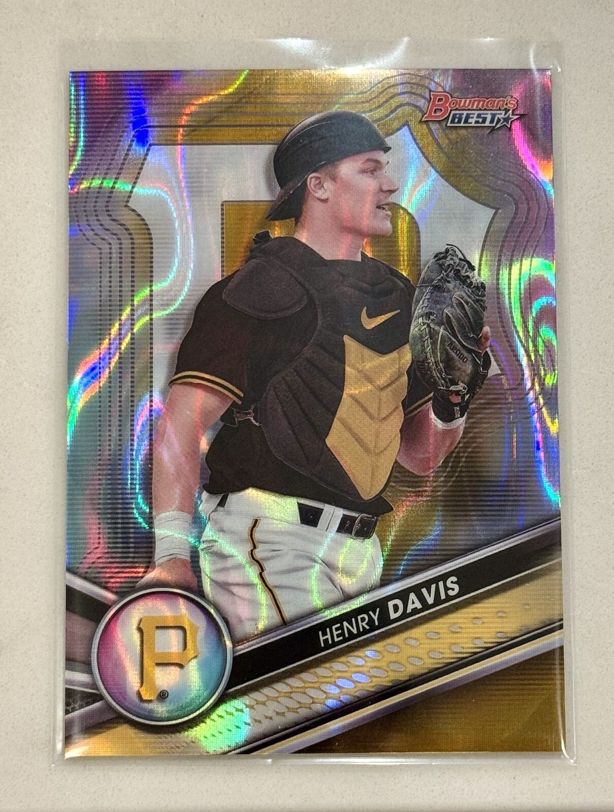 2022 Bowman's Best Gold Lava Refractor Henry Davis Top Prospects /75 Pirates