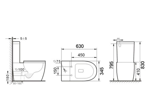 Tornado Rimless Dual Flush Wall Faced Toilet Suite Soft Close Seat P S Trap WELS - Picture 6 of 6