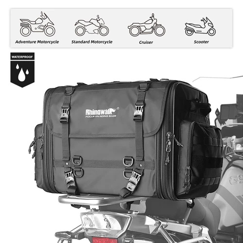 Rhinowalk Motorcycle Rear Seat Bag Waterproof 60L-80L Expandable Travel Luggage