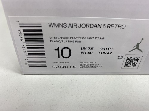 Nike Air Jordan 6 Retro Damen weiß mint Foam (Größe 10) DQ4914 103 - Bild 11 von 11