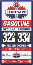 STANDARD GAS STATION PRICE PER GALLON OLD PUMP SIGN REMAKE ALUMINUM SIZE OPTIONS