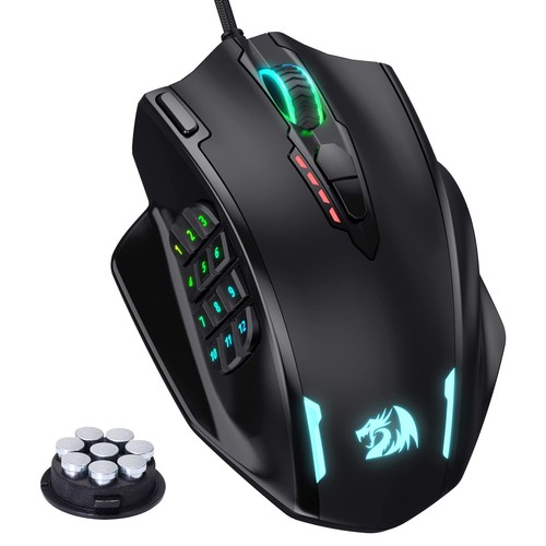 M908 Impact RGB LED MMO Gaming Mouse with 12 Side Buttons, Optical
