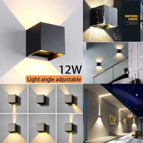 2X 12W LED Wall Lights Up/Down Outdoor/Indoor Room Sconce Light IP65 Waterproof - Picture 1 of 27