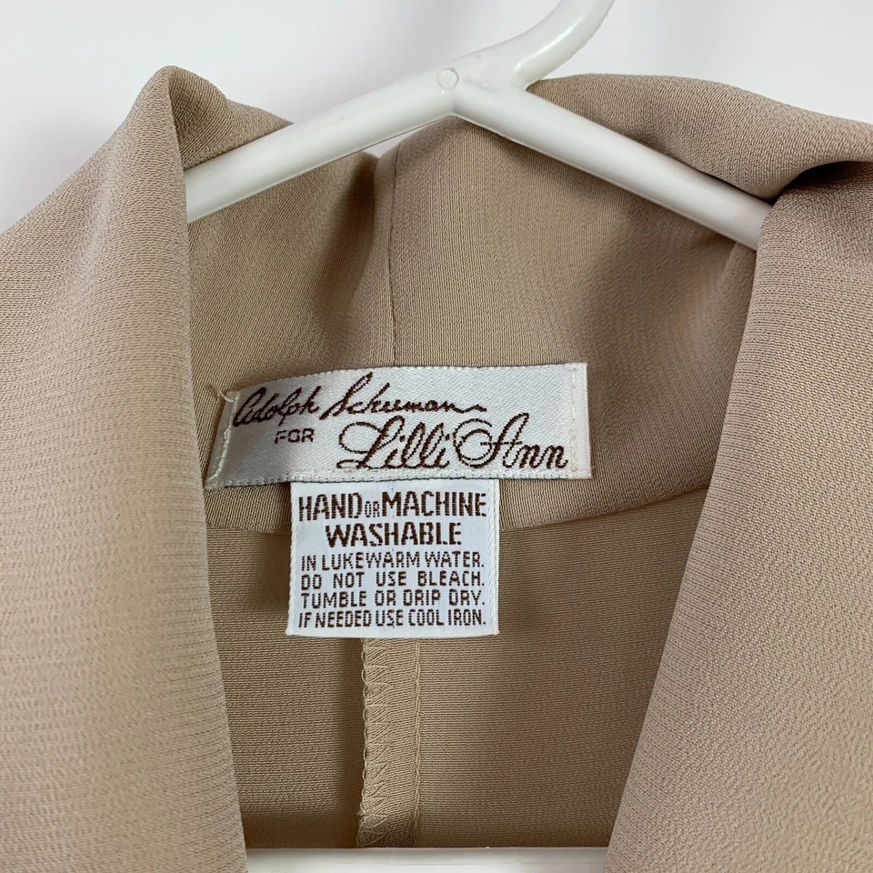 Adolph Schuman For Lilli Ann Tan Flowy Secretary Cocktail Dress Chest 40" Union - Image 4 of 4