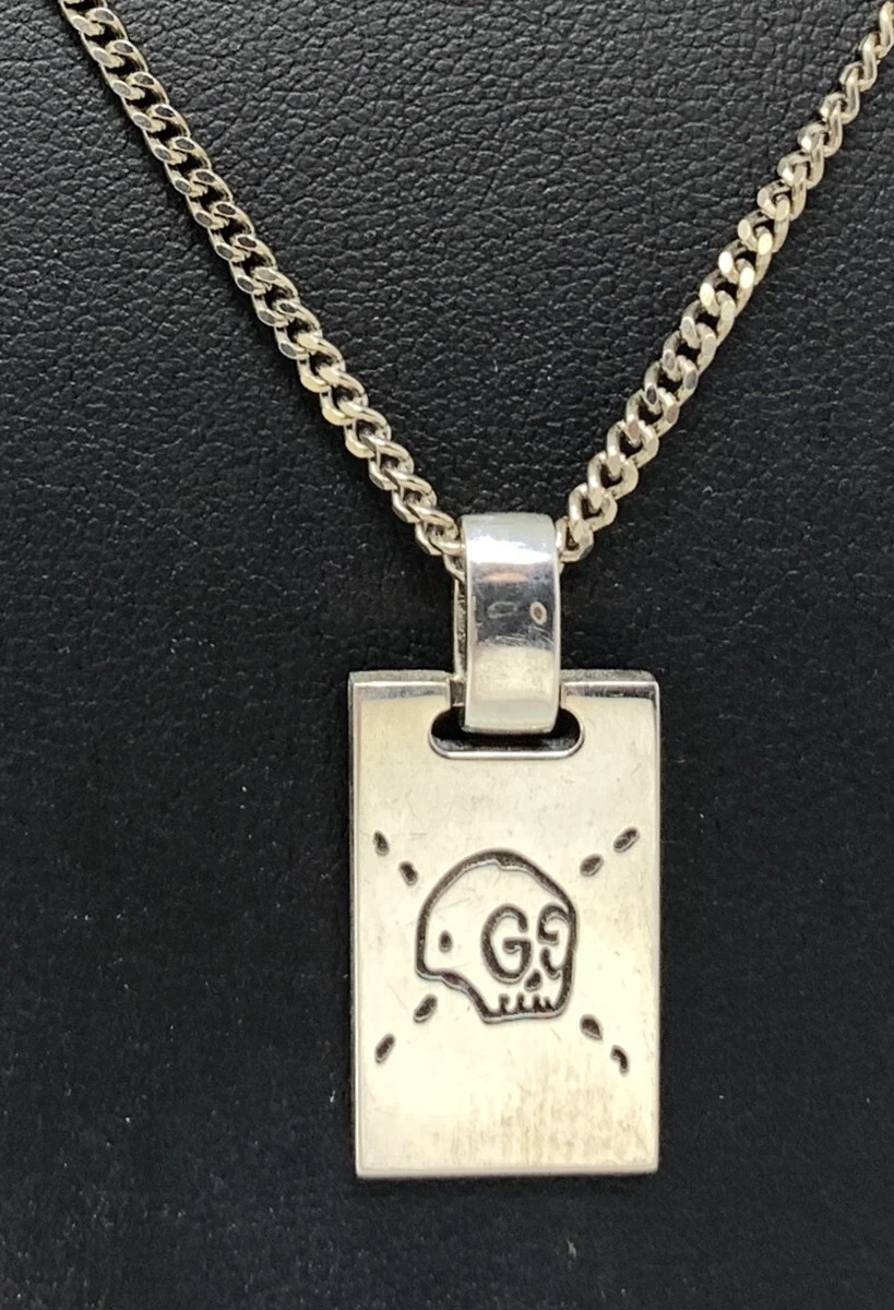 Gucci Ghost Pendant Necklace Sterling Silver w/ 20&#034; Chain, Box and |