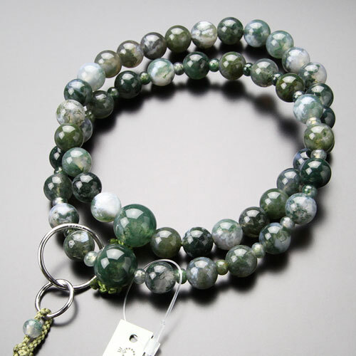 Jodo shu Buddhist Mala Juzu Prayer beads Japan Kyoto Moss Agate Green Japan - Picture 1 of 5