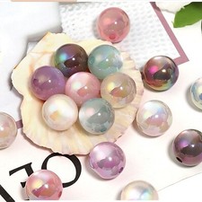 50PCS 16mm Cat Eye Beads for Jewelry Making, Acrylic UV-Coated Loose Round Beads