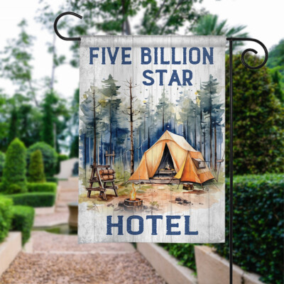 Five Billion Star Hotel Camper Garden Flag, Family Friends Camping Flag, Family