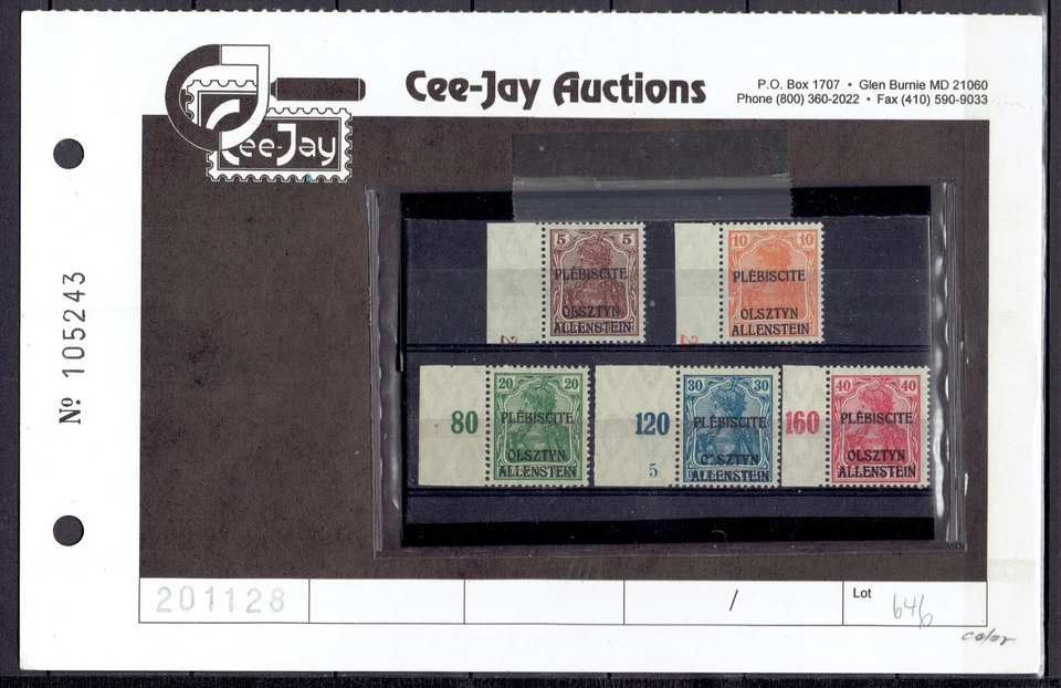 SELLOS DE PLEBISCITO DE 1920, ALLENSTEIN '' SOLO IMPRESOS, 500 '' PERFECTOS, NH' Foto 4 de 4