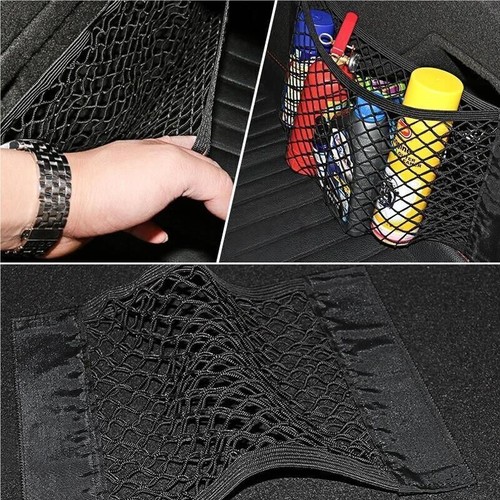 15.7x9.8" Trunk Cargo Seat Mesh Storage Elastic String Net Organizer Pouch Bag - Picture 6 of 13