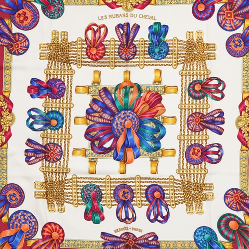 Hermes "LES RUBANS DU CHEVAL" Carre 90 Seda 100% Bufanda De Colección Raro Li... - Imagen 8 de 21