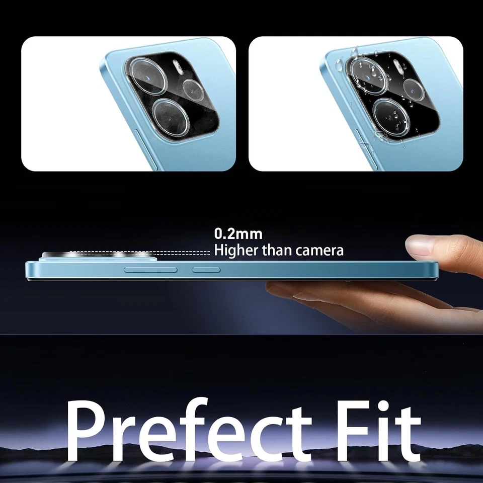 For Xiaomi Redmi Note 14 5G Camera Lens 9H Protector Rear Glass Cover Black - Image 4 of 4