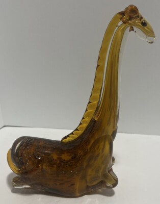 Vintage Murano 9.5'' Amberina & Gold Hand Blown Heavy Art Glass Giraffe Sculpture