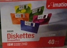Imation Neon Diskettes 1.44MB IBM Formatted 2HD 40 Pack - New  Sealed