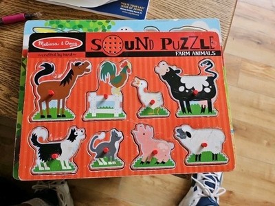 Melissa & Doug Farm Animals Sound Puzzle For Toddlers 8 Animals And Sounds 12X9