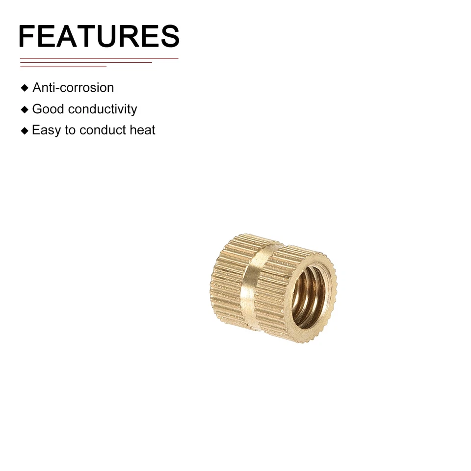 Pacote com 25 porcas de inserção serrilhadas M8x10x10mm boas para conchas de plástico - Imagem 3 de 4