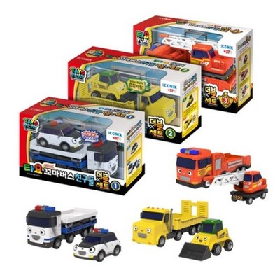 Tayo Little Bus Mini Auto Set Polizei Feuerwehr Bau Kinder Spielzeug 3er Set