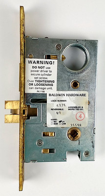Baldwin 6375.003 Entry Mortise Lock Less Cylinder LH Polished Brass NEW 1007