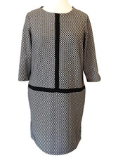 M&S Collection Size 16 18 Black White 3/4 Sleeves Scoop Neck Dress