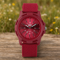 Armbanduhr Damen Herren Unisex Uhr Analog Quarz Watch Nylonarmband Rot Qbos