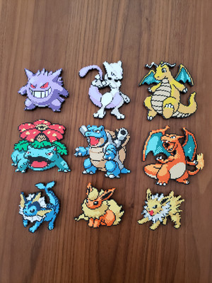 Pokemon Magnet Set - 9 Pixel Art Sprite Fridge Magnets - Charizard Gengar Mewtwo