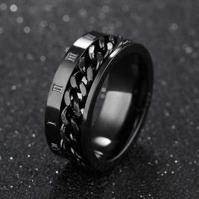 Chain Spinner Ring Stainless Steel Fidget Band Anti Anxiety Finger For Women Men