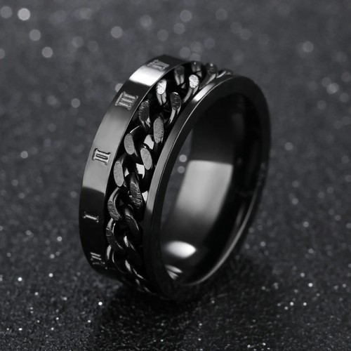 Chain Spinner Ring Stainless Steel Fidget Band Anti Anxiety Finger For Women Men