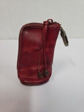 Red Leather Coin Purse Viking Midieval Era Inspired Keychain Clip Zipper Tassle