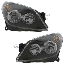 Astra H MK5 2004-2011 Headlights Headlamps Pair Black Left Right SXi SRi VXR